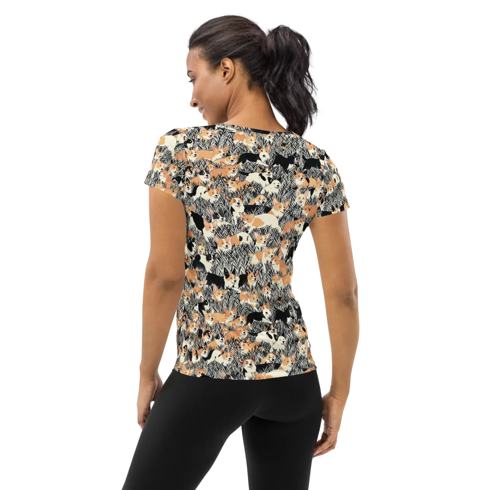 Corgi Country on Women's Athletic T-Shirt — Back