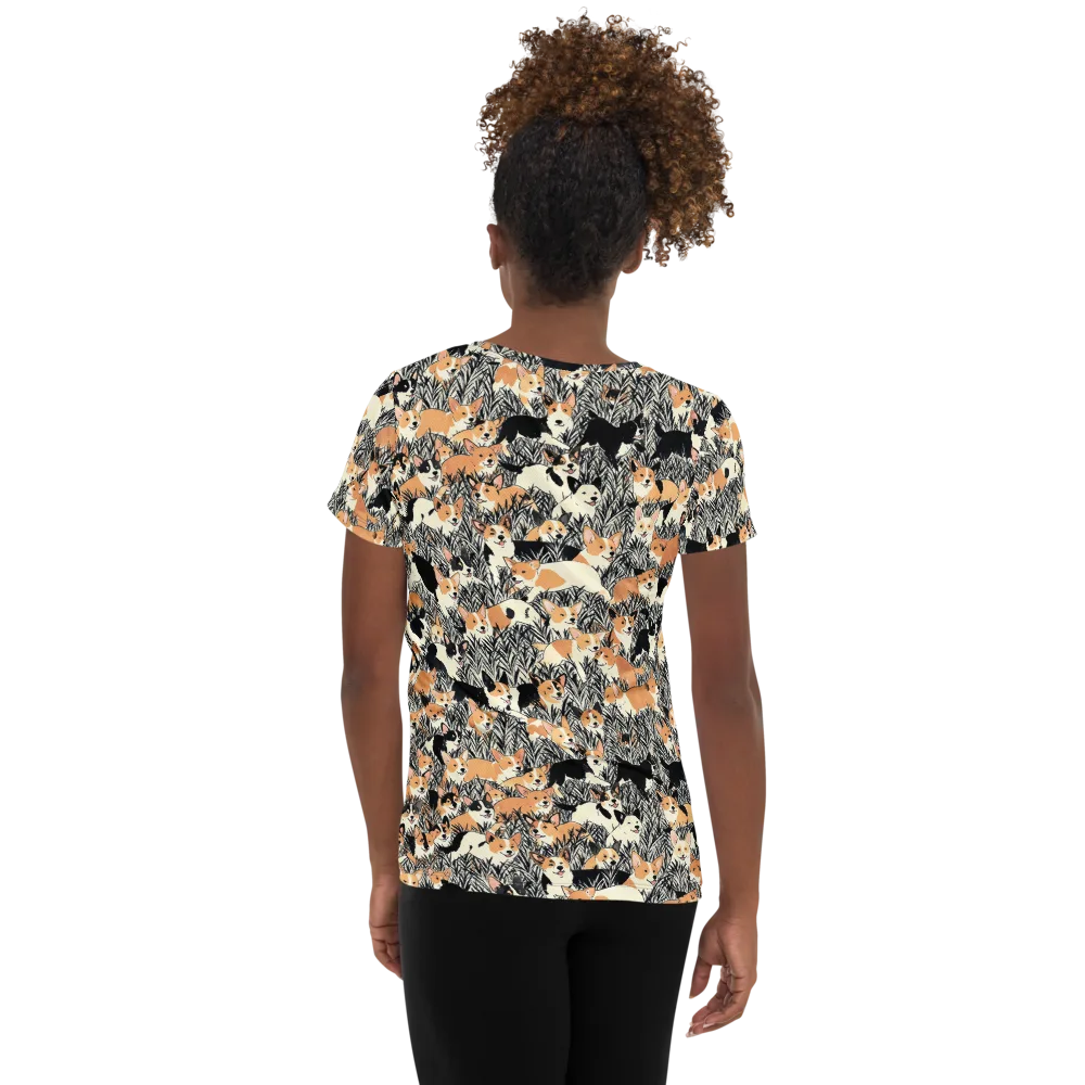 Corgi Country on Women's Athletic T-Shirt — Back