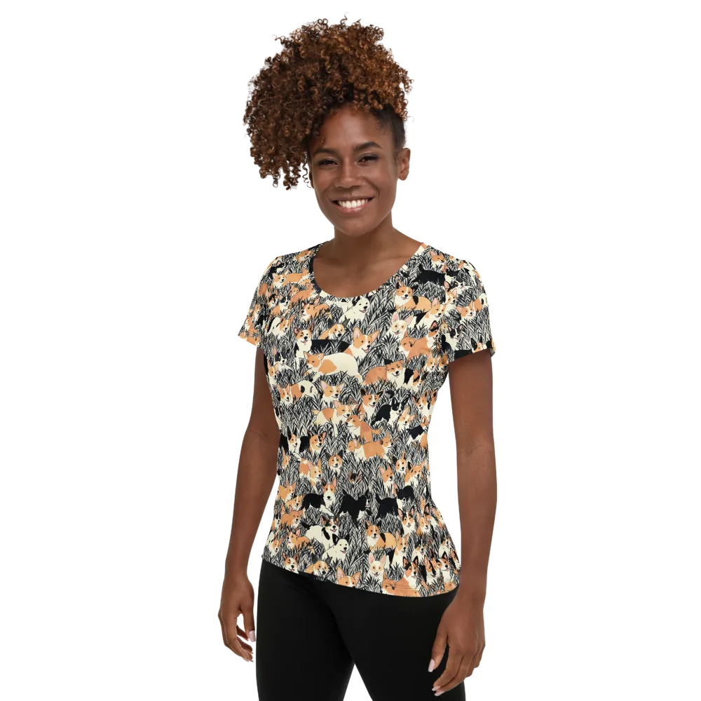 Corgi Country on Women's Athletic T-Shirt — Left