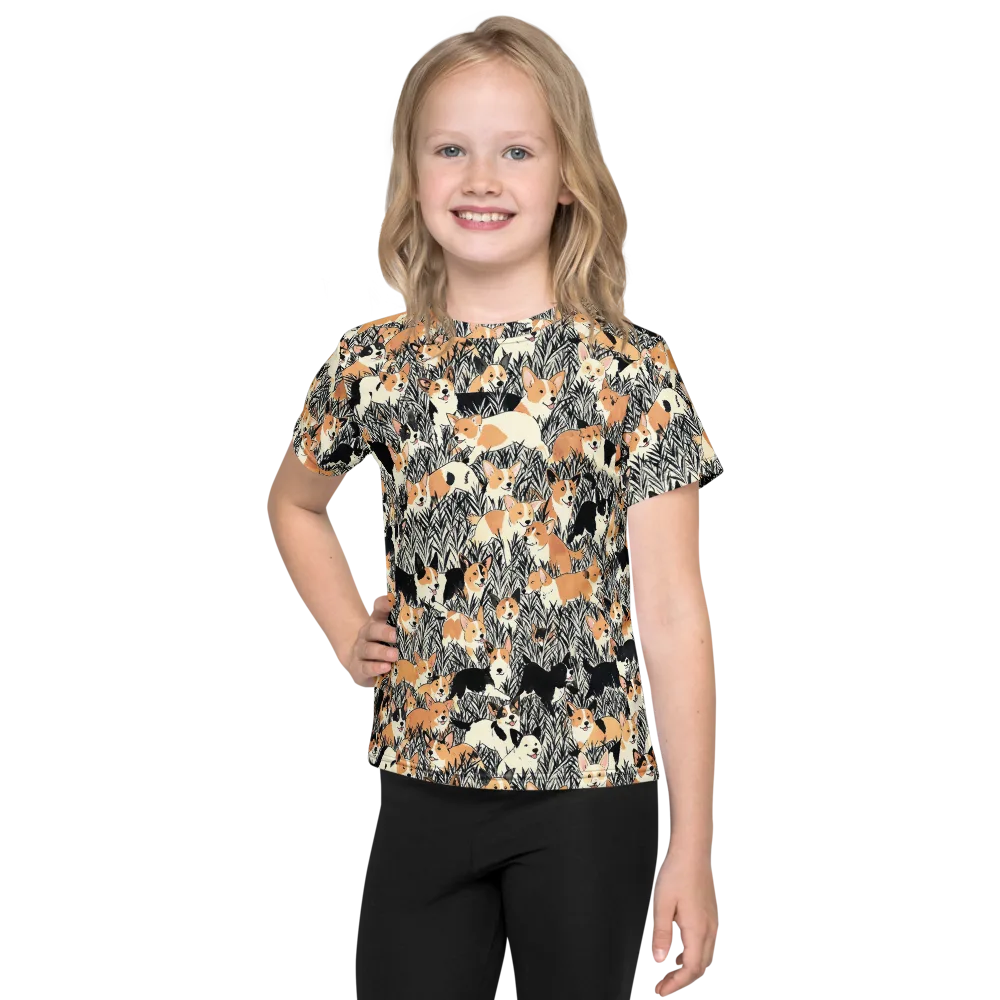 Corgi Country on Kids Crew Neck T-Shirt — Front