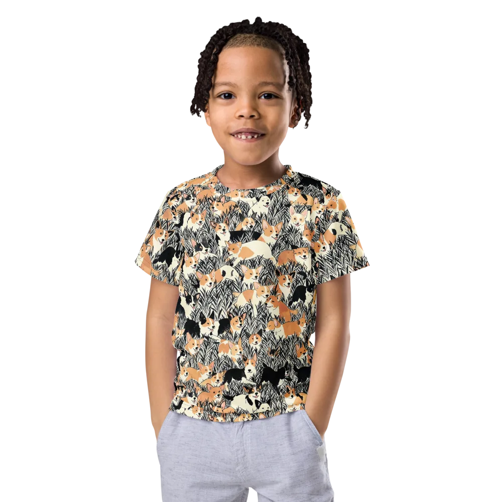 Corgi Country on Kids Crew Neck T-Shirt — Front