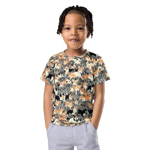 Corgi Country on a Kids Crew Neck T-Shirt