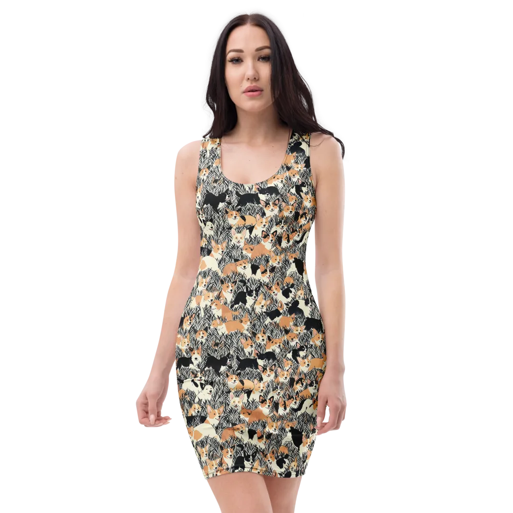 Corgi Country on Bodycon Dress — Front
