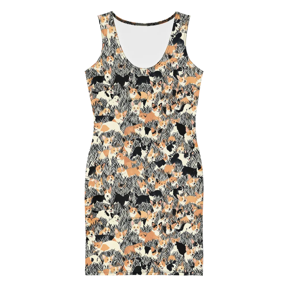 Corgi Country on Bodycon Dress — Front