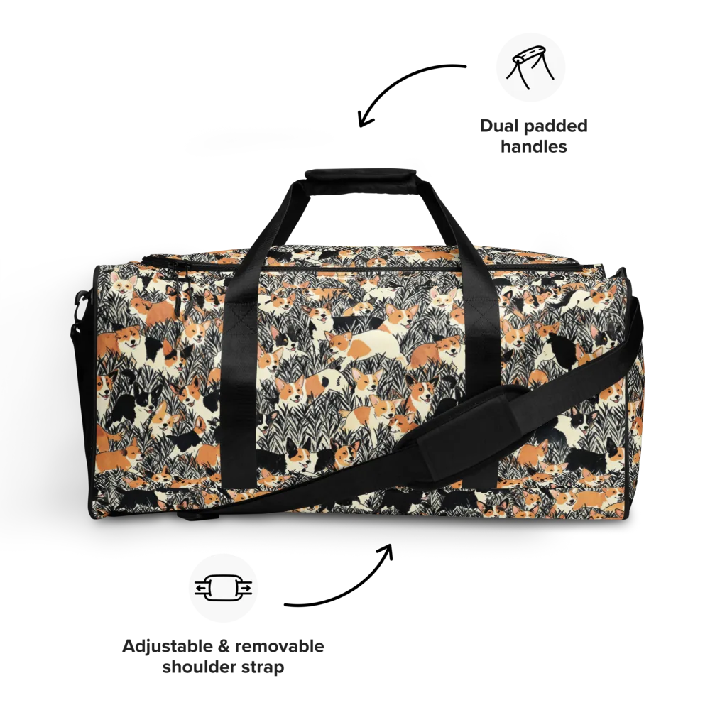 Corgi Country on Duffle Bag — Front