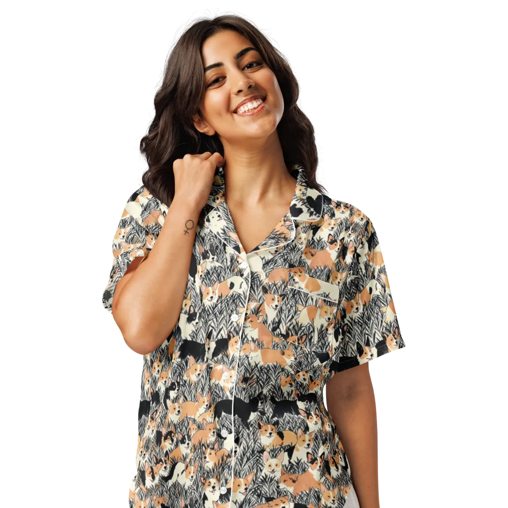 Corgi Country on Women's Short Sleeve Pajama Top — Front
