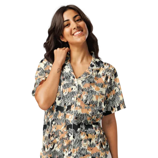 Corgi Country on a Women's Short Sleeve Pajama Top