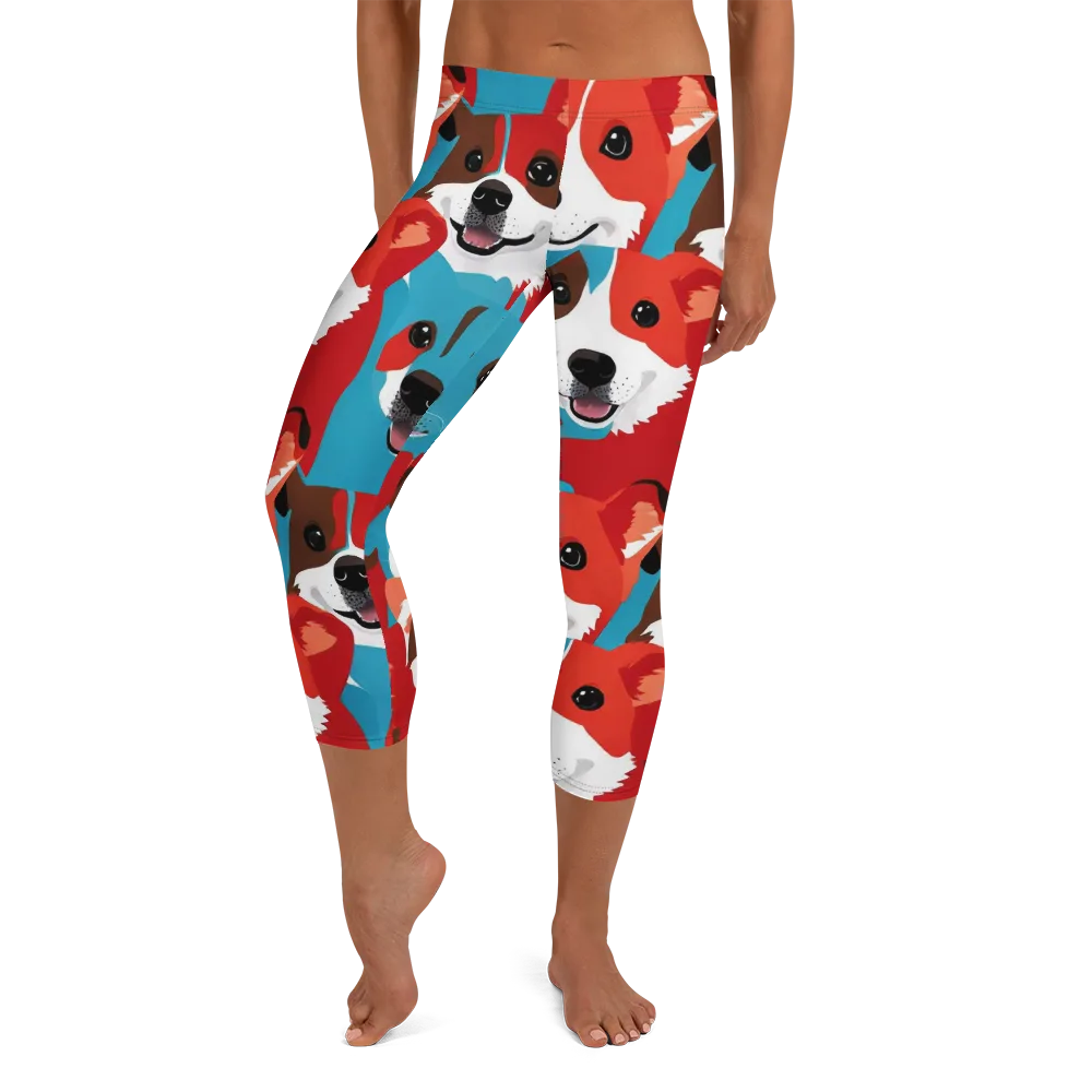 Pawsitive Color on Capri Leggings — Front