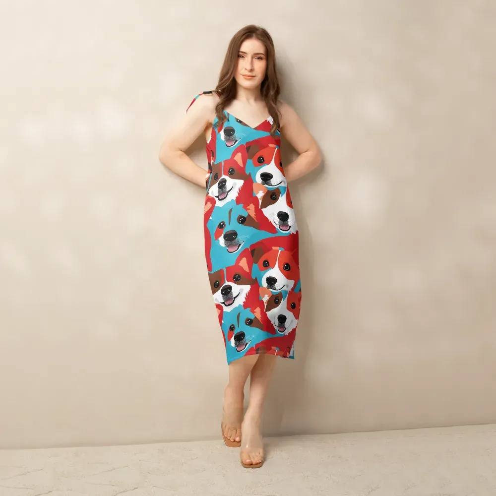 Pawsitive Color on Slip Dress — Front