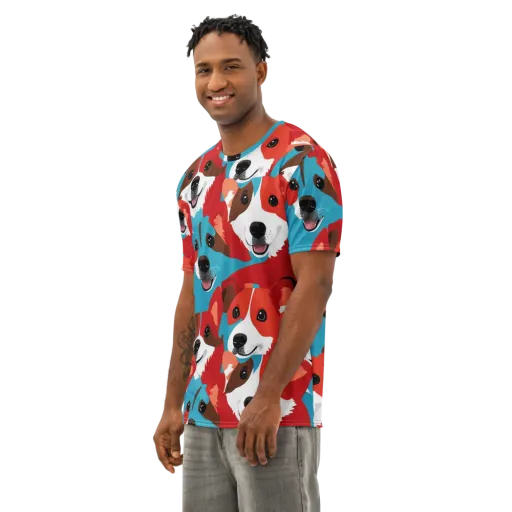 Pawsitive Color on a Men's Cotton Crew Neck T-Shirt