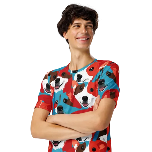 Pawsitive Color on a Men's Crew Neck T-Shirt