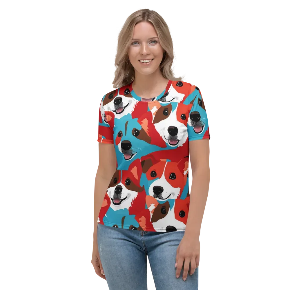 Pawsitive Color on Women's Crew Neck T-Shirt — Front