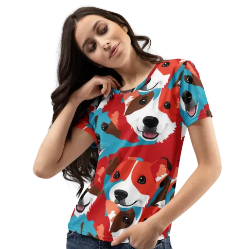 Pawsitive Color on a Women's Crew Neck T-Shirt