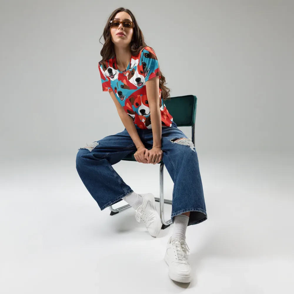 Pawsitive Color on Women's Crew Neck T-Shirt — Front