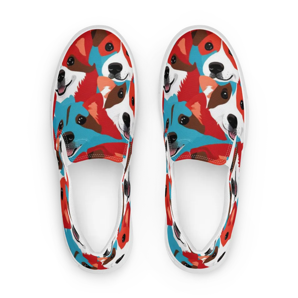 Pawsitive Color on Men's Slip-On Canvas Shoes — Front