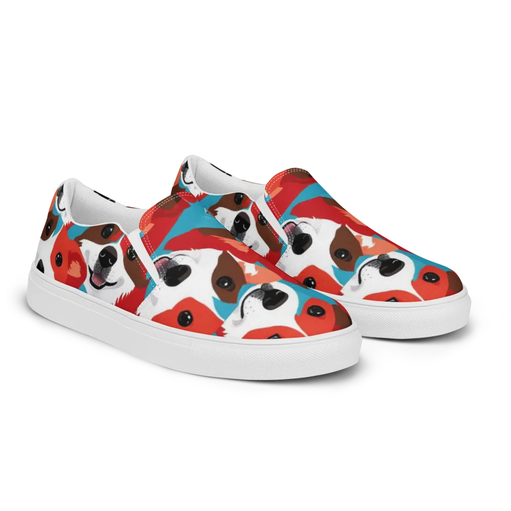 Pawsitive Color on Men's Slip-On Canvas Shoes — Right Front