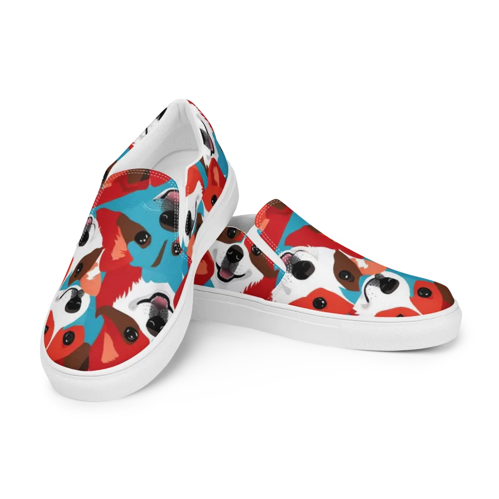 Pawsitive Color on Men's Slip-On Canvas Shoes — Left Front