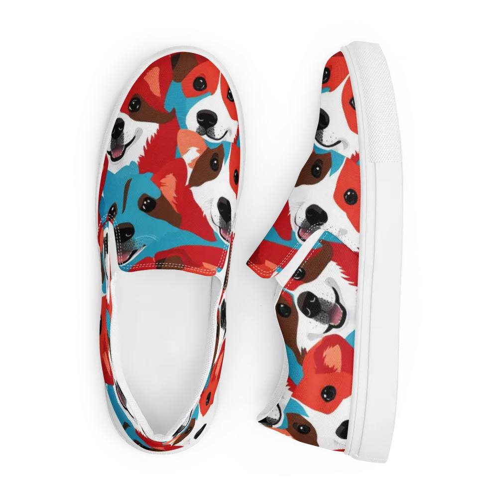 Pawsitive Color on Men's Slip-On Canvas Shoes — Front