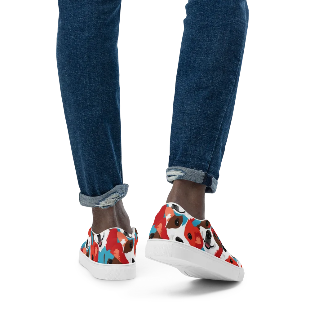 Pawsitive Color on Men's Slip-On Canvas Shoes — Back