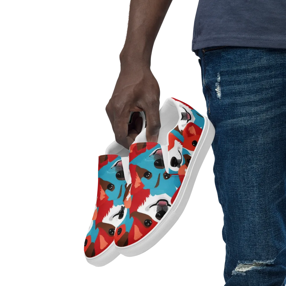 Pawsitive Color on Men's Slip-On Canvas Shoes — Left Front