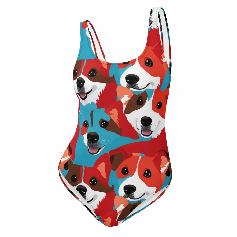 Pawsitive Color on One-Piece Swimsuit — Front