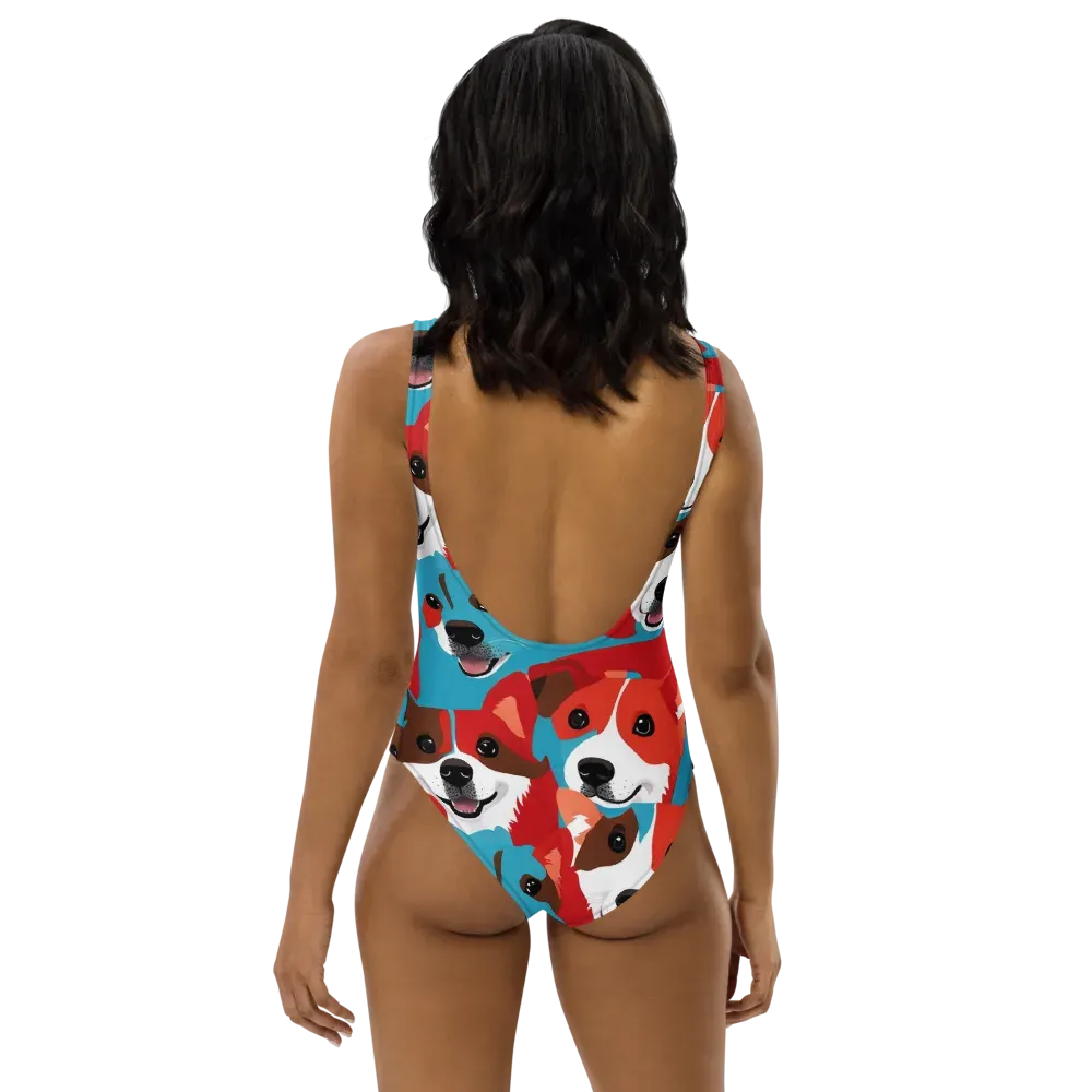 Pawsitive Color on One-Piece Swimsuit — Back