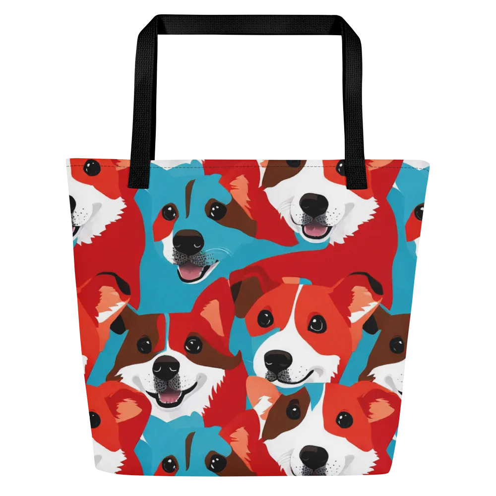 Pawsitive Color on Large Tote Bag W/ Pocket — Front