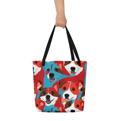 Pawsitive Color on a Large Tote Bag W/ Pocket