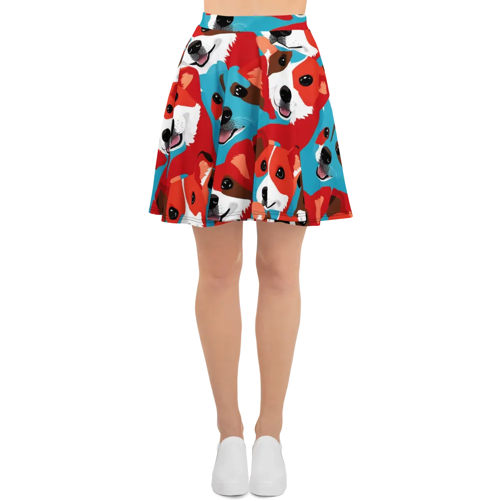 Pawsitive Color on Skater Skirt — Front