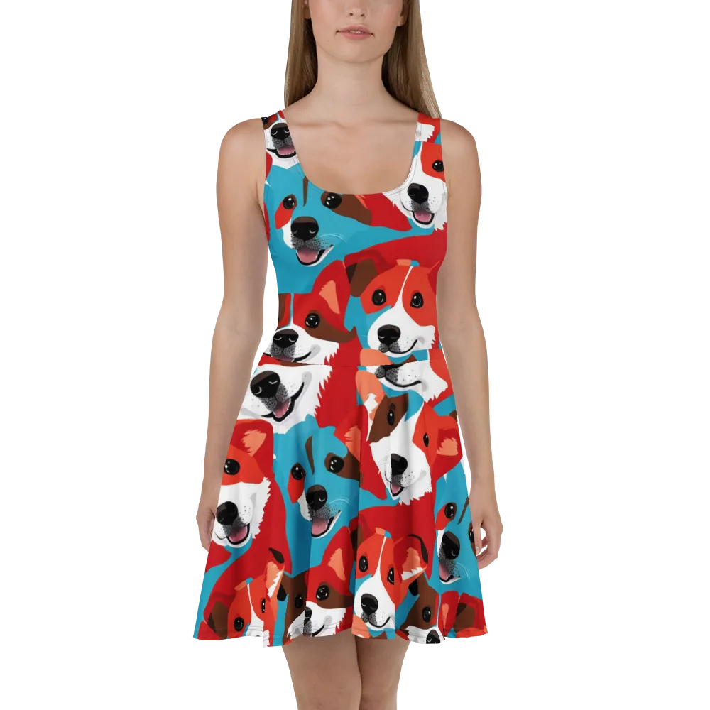 Pawsitive Color on Skater Dress — Front