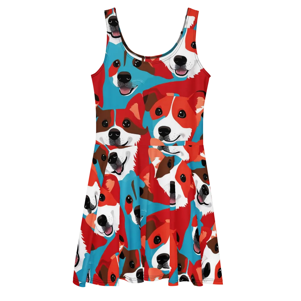 Pawsitive Color on Skater Dress — Front