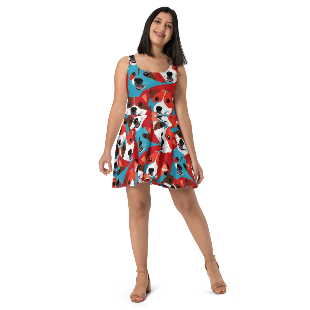 Pawsitive Color on Skater Dress — Front