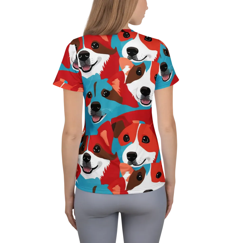 Pawsitive Color on Women's Athletic T-Shirt — Back