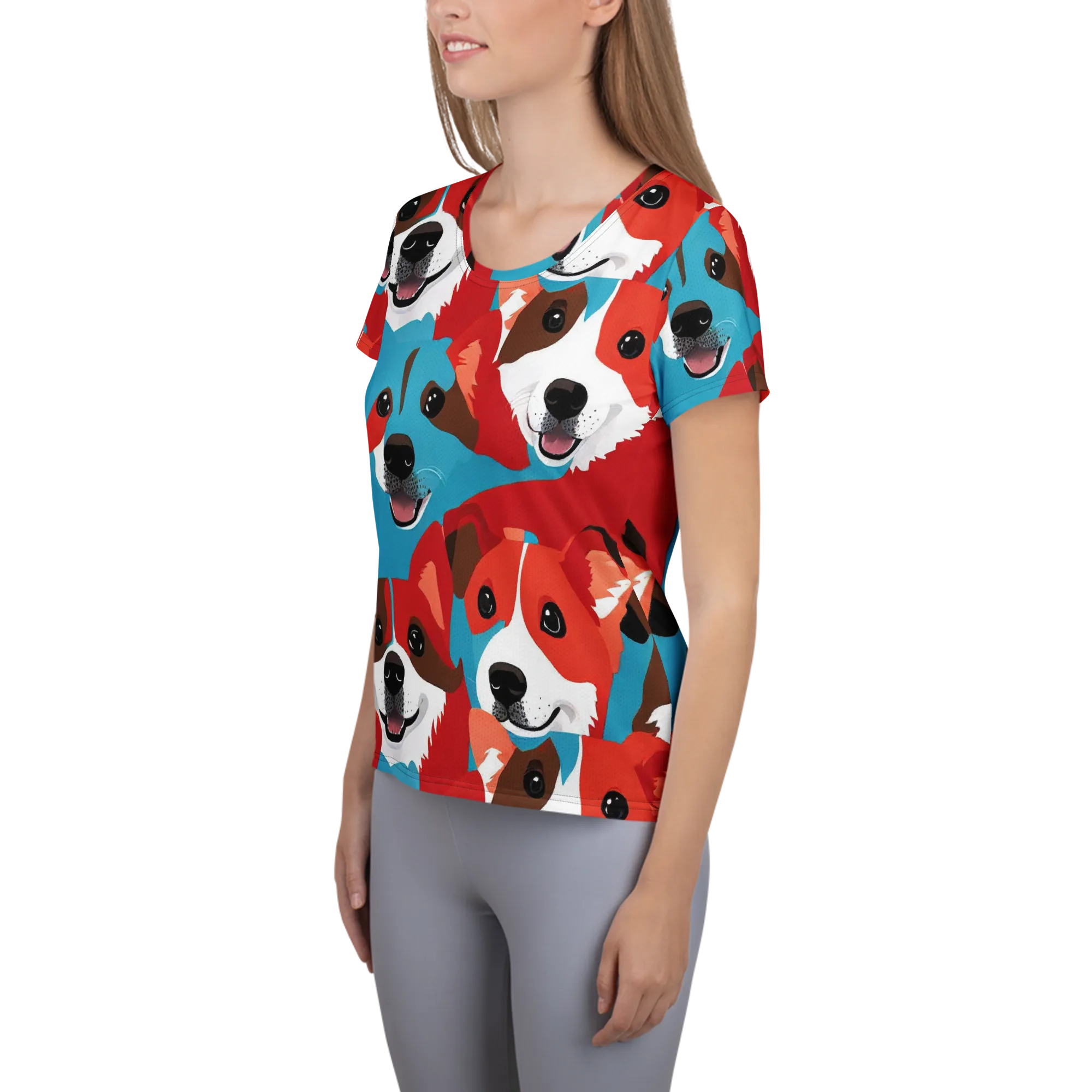 Pawsitive Color on Women's Athletic T-Shirt — Left
