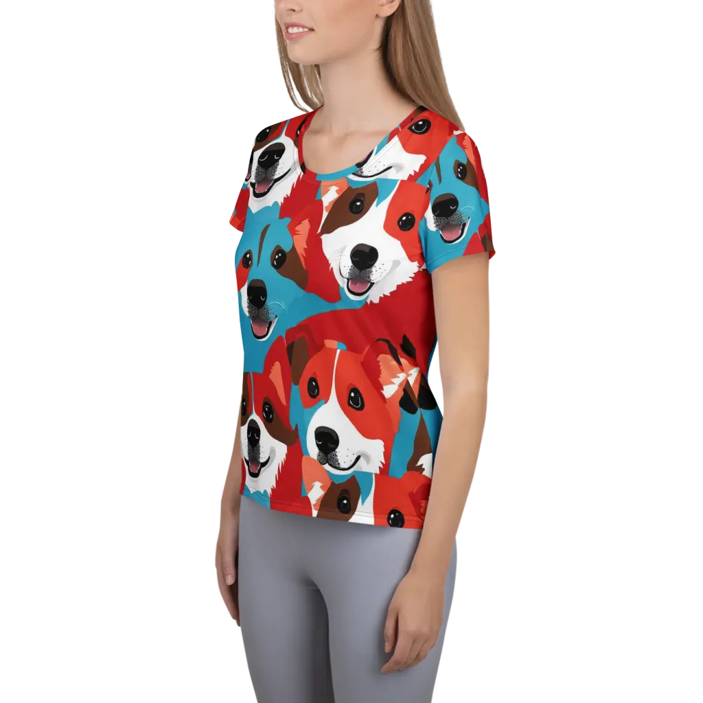 Pawsitive Color on Women's Athletic T-Shirt — Left