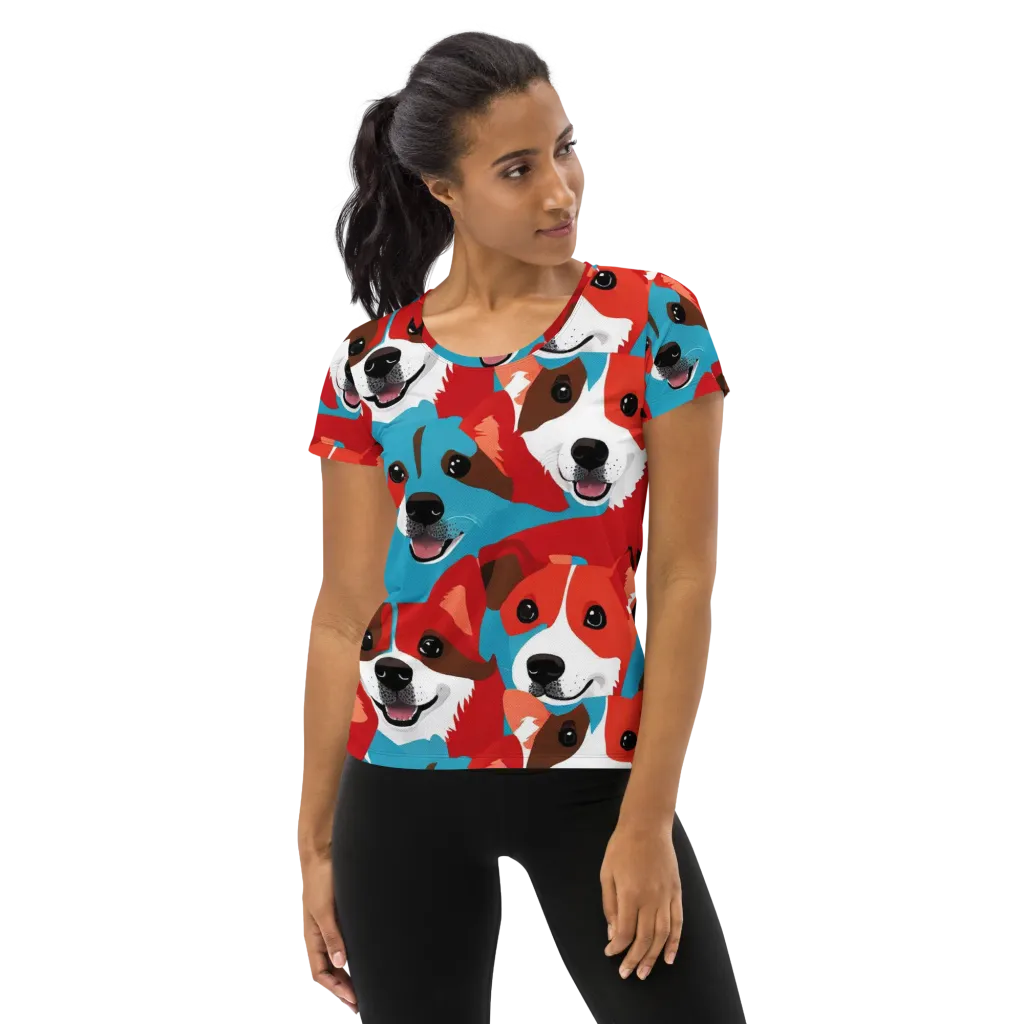 Pawsitive Color on Women's Athletic T-Shirt — Front