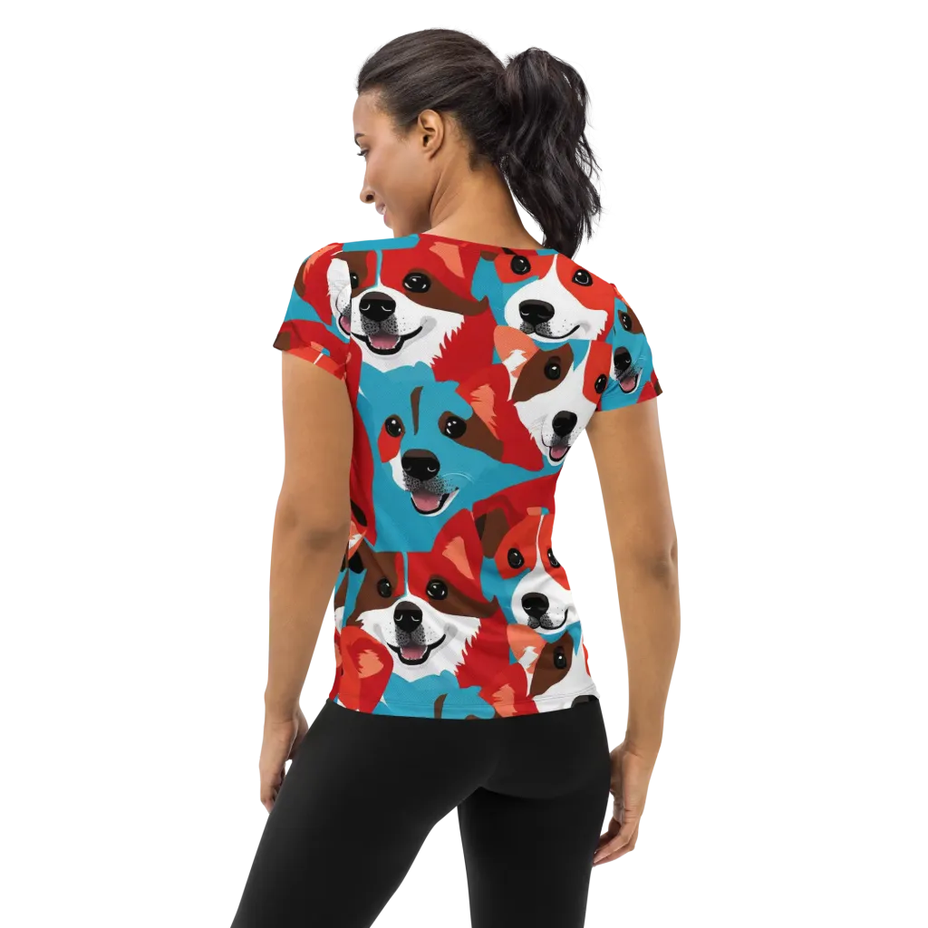 Pawsitive Color on Women's Athletic T-Shirt — Back