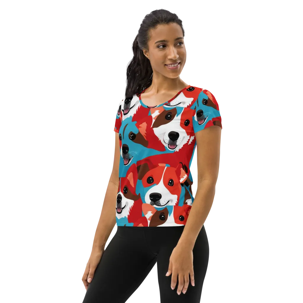 Pawsitive Color on Women's Athletic T-Shirt — Left