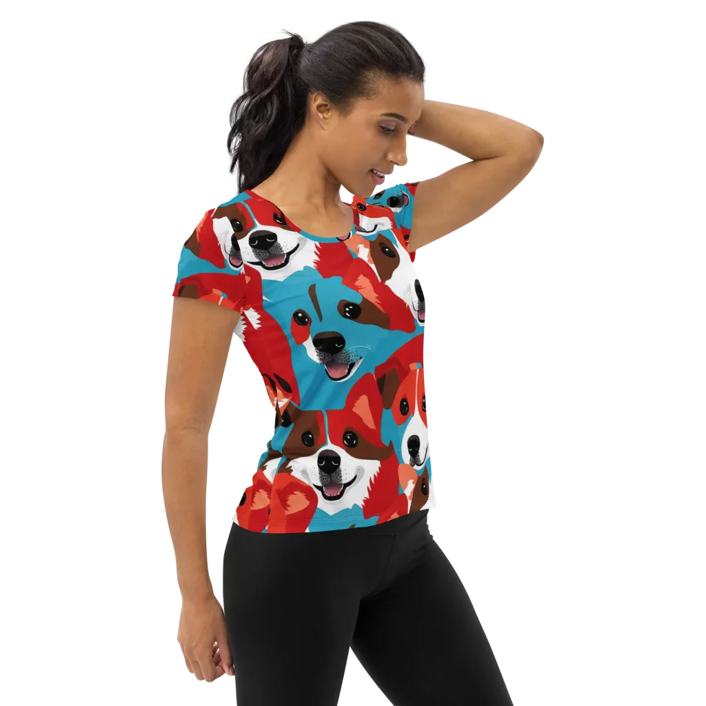 Pawsitive Color on Women's Athletic T-Shirt — Right