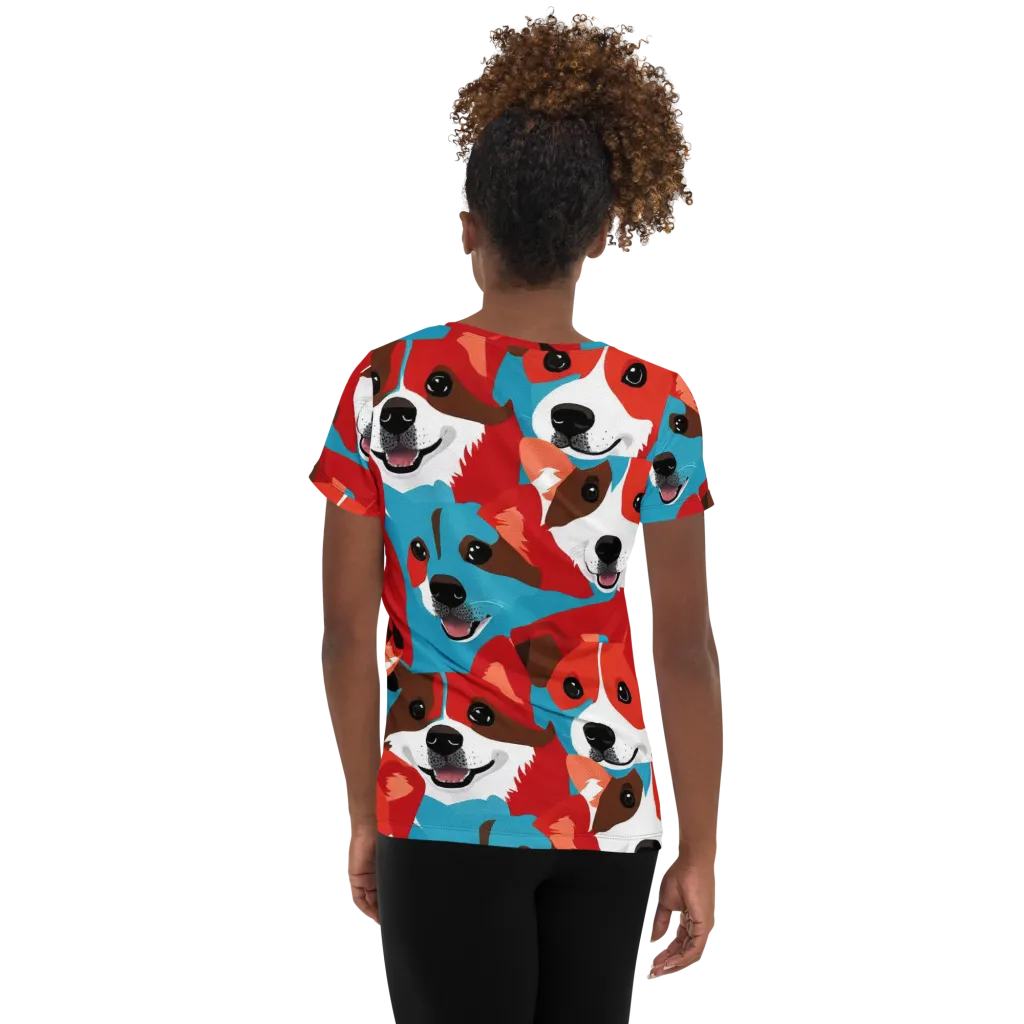 Pawsitive Color on Women's Athletic T-Shirt — Back