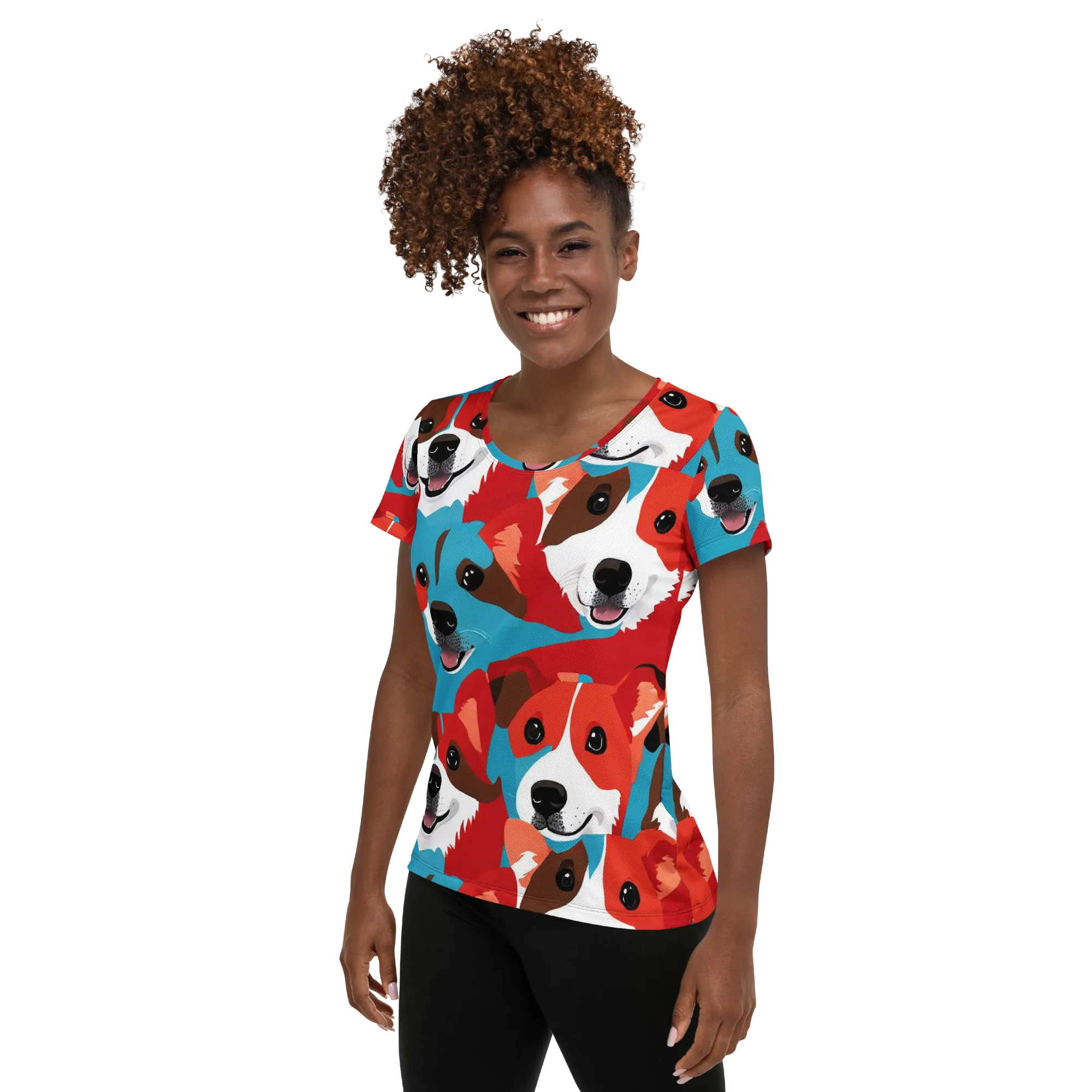 Pawsitive Color on Women's Athletic T-Shirt — Left