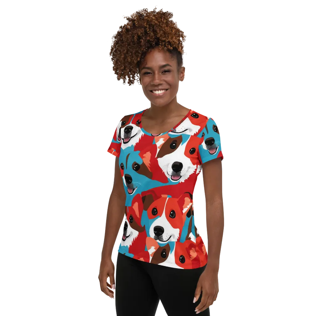 Pawsitive Color on Women's Athletic T-Shirt — Left