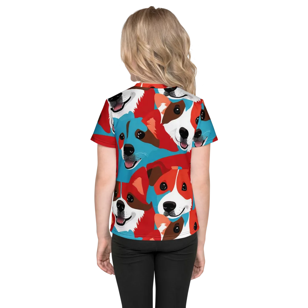 Pawsitive Color on Kids Crew Neck T-Shirt — Back