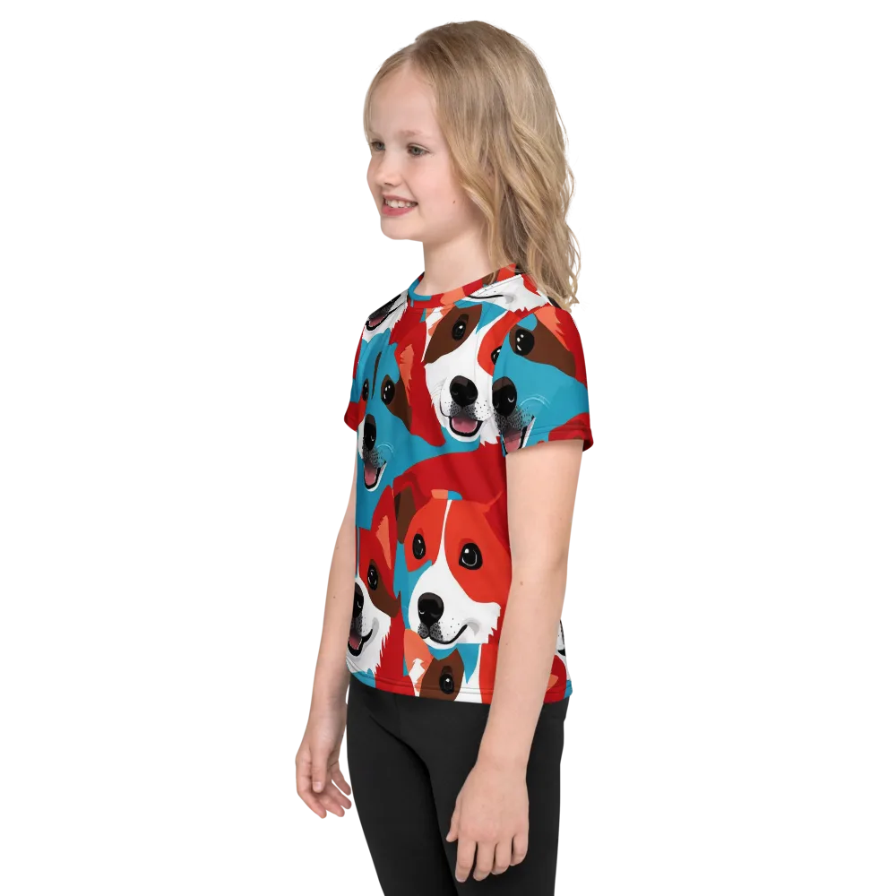 Pawsitive Color on Kids Crew Neck T-Shirt — Left