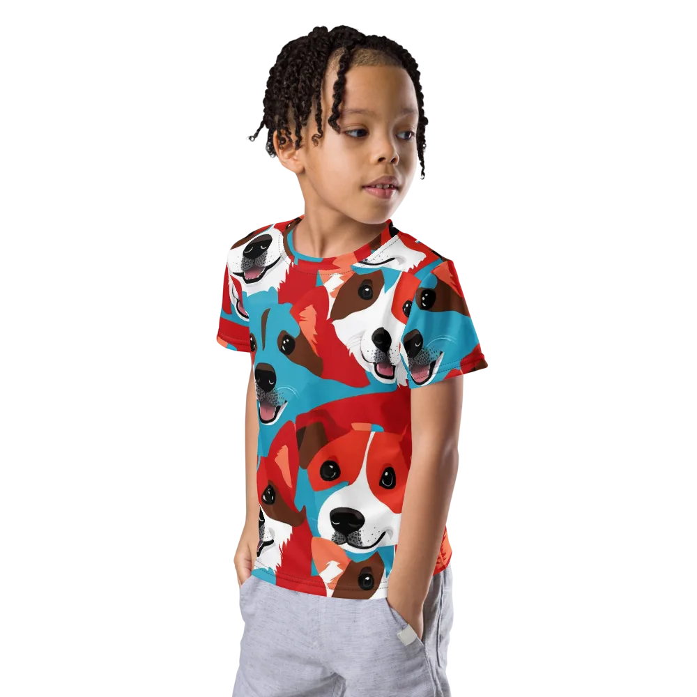 Pawsitive Color on Kids Crew Neck T-Shirt — Left Front