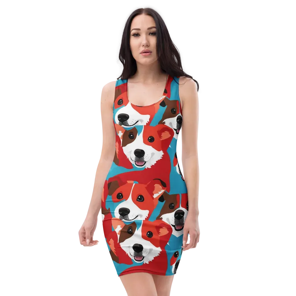 Pawsitive Color on Bodycon Dress — Front