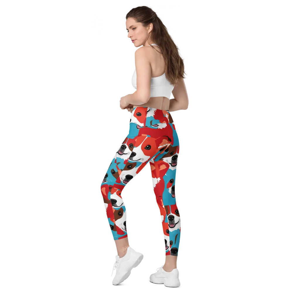 Pawsitive Color on Leggings with Pockets — Left Back