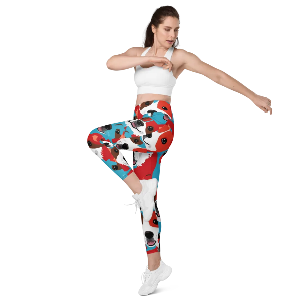 Pawsitive Color on Leggings with Pockets — Left Front