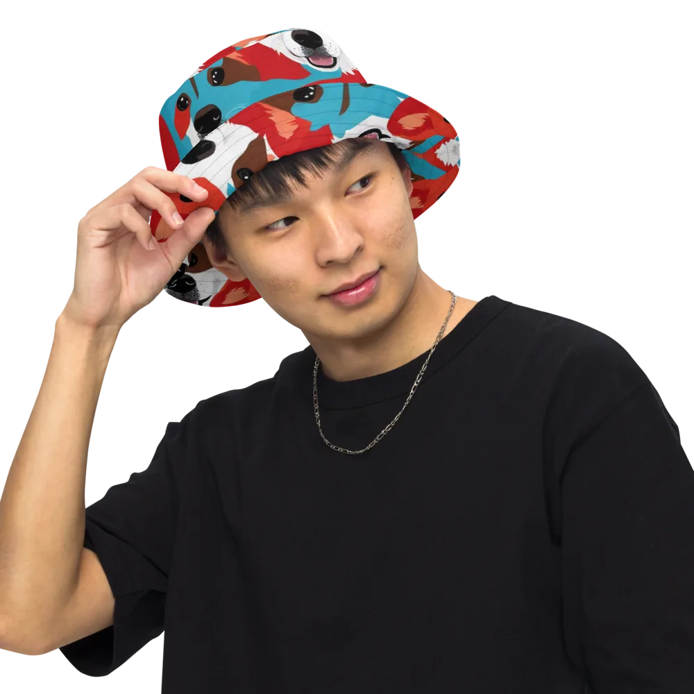 Pawsitive Color on Reversible Bucket Hat — Front Inside
