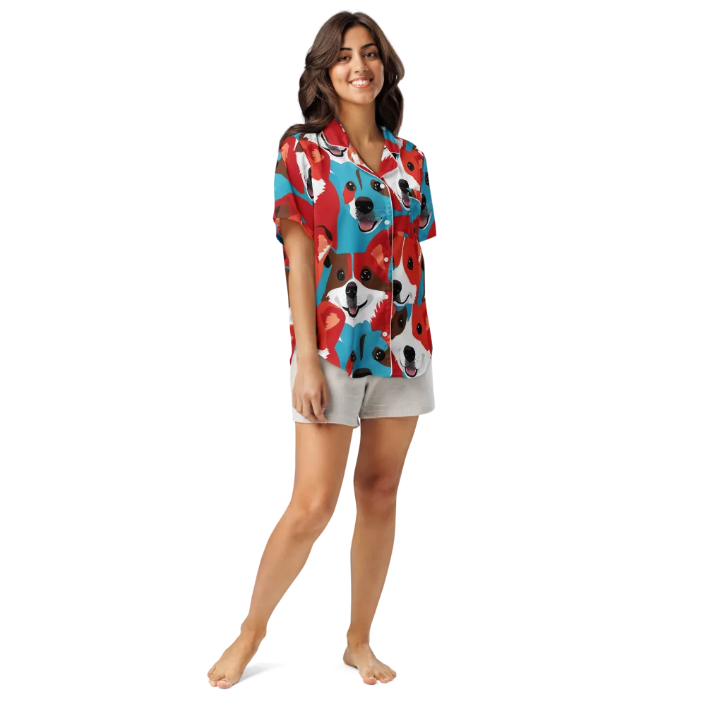 Pawsitive Color on Women's Short Sleeve Pajama Top — Front